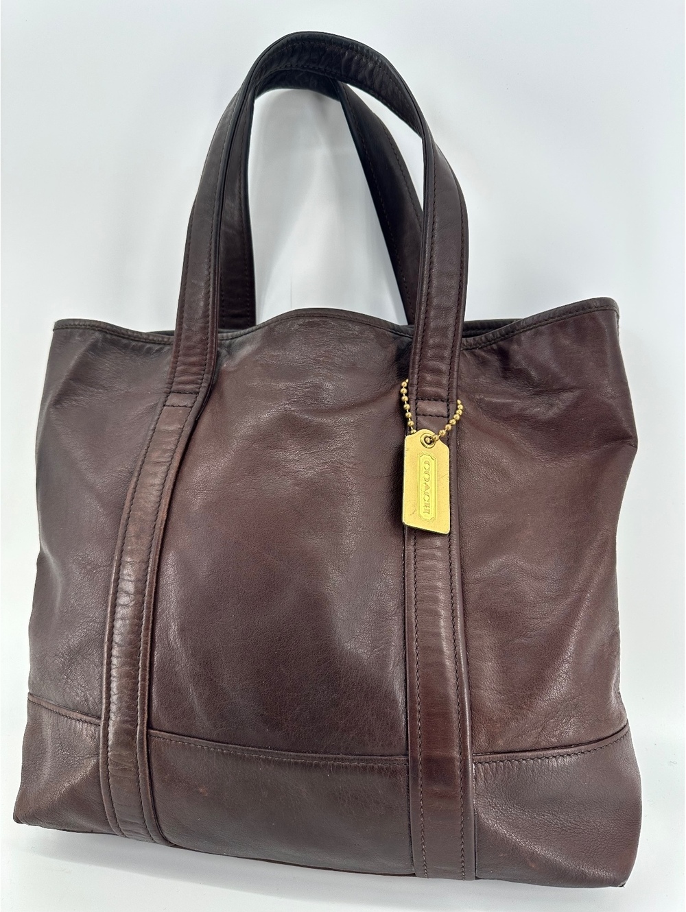 Vintage Coach 1999 Mahogany Pebble Leather Book Tote #A9S-9401